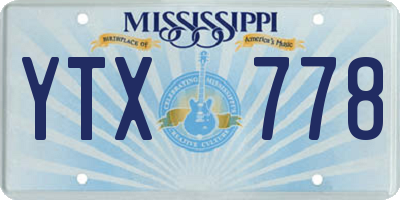 MS license plate YTX778
