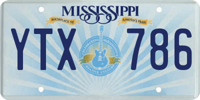 MS license plate YTX786