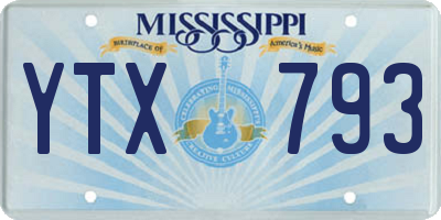 MS license plate YTX793