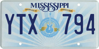 MS license plate YTX794