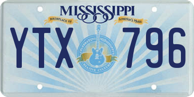 MS license plate YTX796
