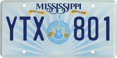 MS license plate YTX801