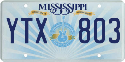 MS license plate YTX803