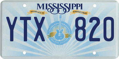MS license plate YTX820