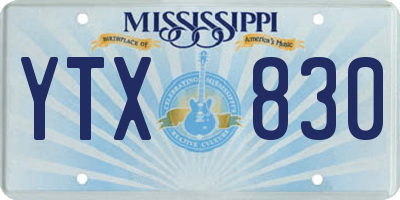 MS license plate YTX830