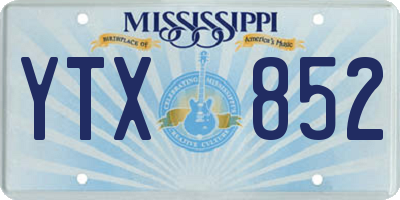 MS license plate YTX852