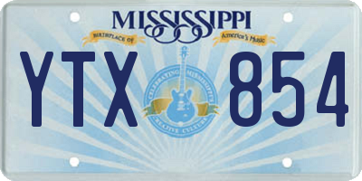 MS license plate YTX854