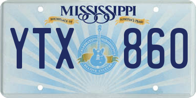 MS license plate YTX860
