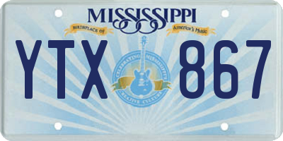 MS license plate YTX867