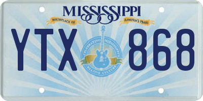 MS license plate YTX868