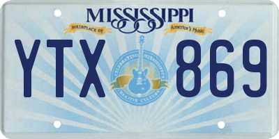 MS license plate YTX869