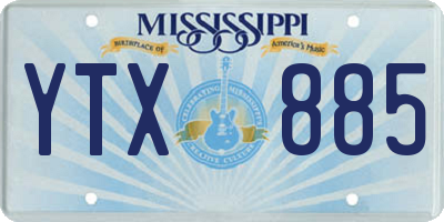 MS license plate YTX885