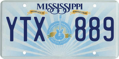 MS license plate YTX889