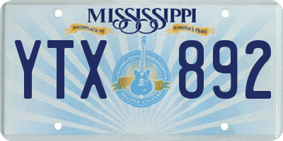 MS license plate YTX892