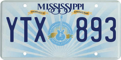 MS license plate YTX893