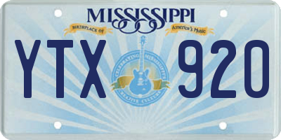MS license plate YTX920