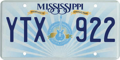 MS license plate YTX922