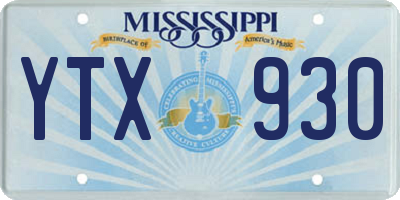 MS license plate YTX930