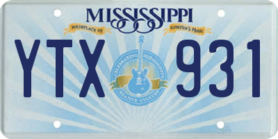 MS license plate YTX931