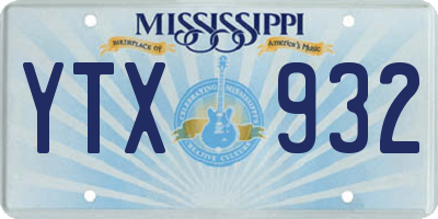 MS license plate YTX932