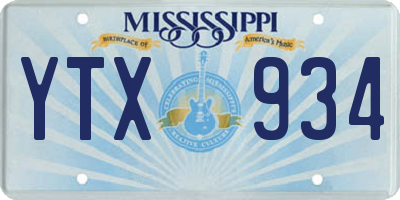 MS license plate YTX934