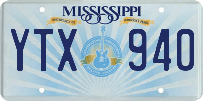 MS license plate YTX940