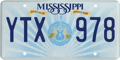 MS license plate YTX978