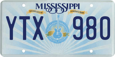MS license plate YTX980