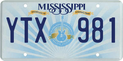 MS license plate YTX981