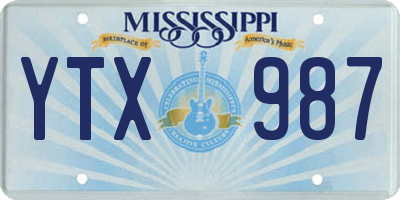 MS license plate YTX987