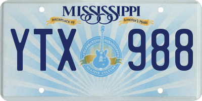 MS license plate YTX988