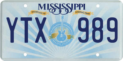 MS license plate YTX989