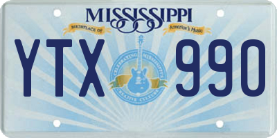 MS license plate YTX990