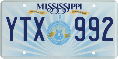 MS license plate YTX992