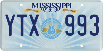 MS license plate YTX993