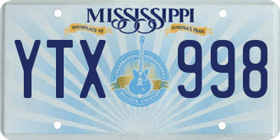MS license plate YTX998