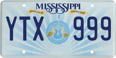 MS license plate YTX999