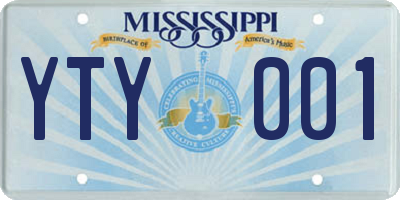 MS license plate YTY001