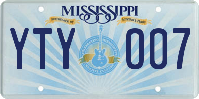 MS license plate YTY007