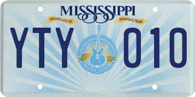 MS license plate YTY010