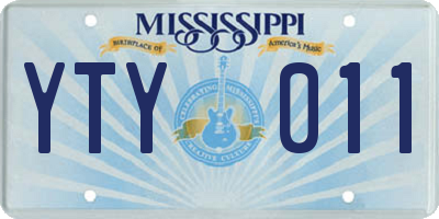 MS license plate YTY011
