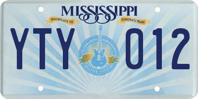 MS license plate YTY012