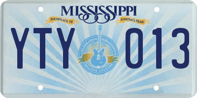 MS license plate YTY013