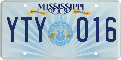 MS license plate YTY016