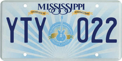 MS license plate YTY022