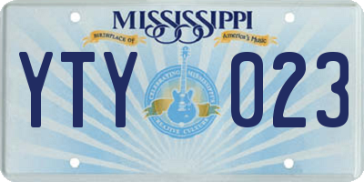 MS license plate YTY023