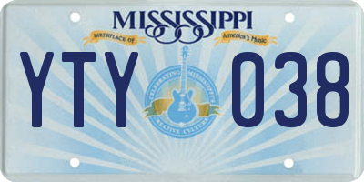 MS license plate YTY038