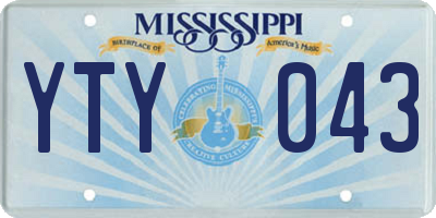 MS license plate YTY043