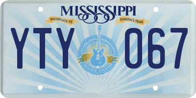 MS license plate YTY067