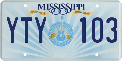 MS license plate YTY103